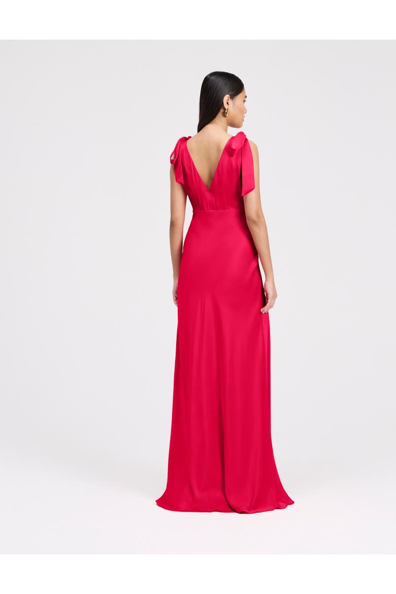 Nora Tie Shoulder Satin Maxi Dress, Alternate, color, Raspberry