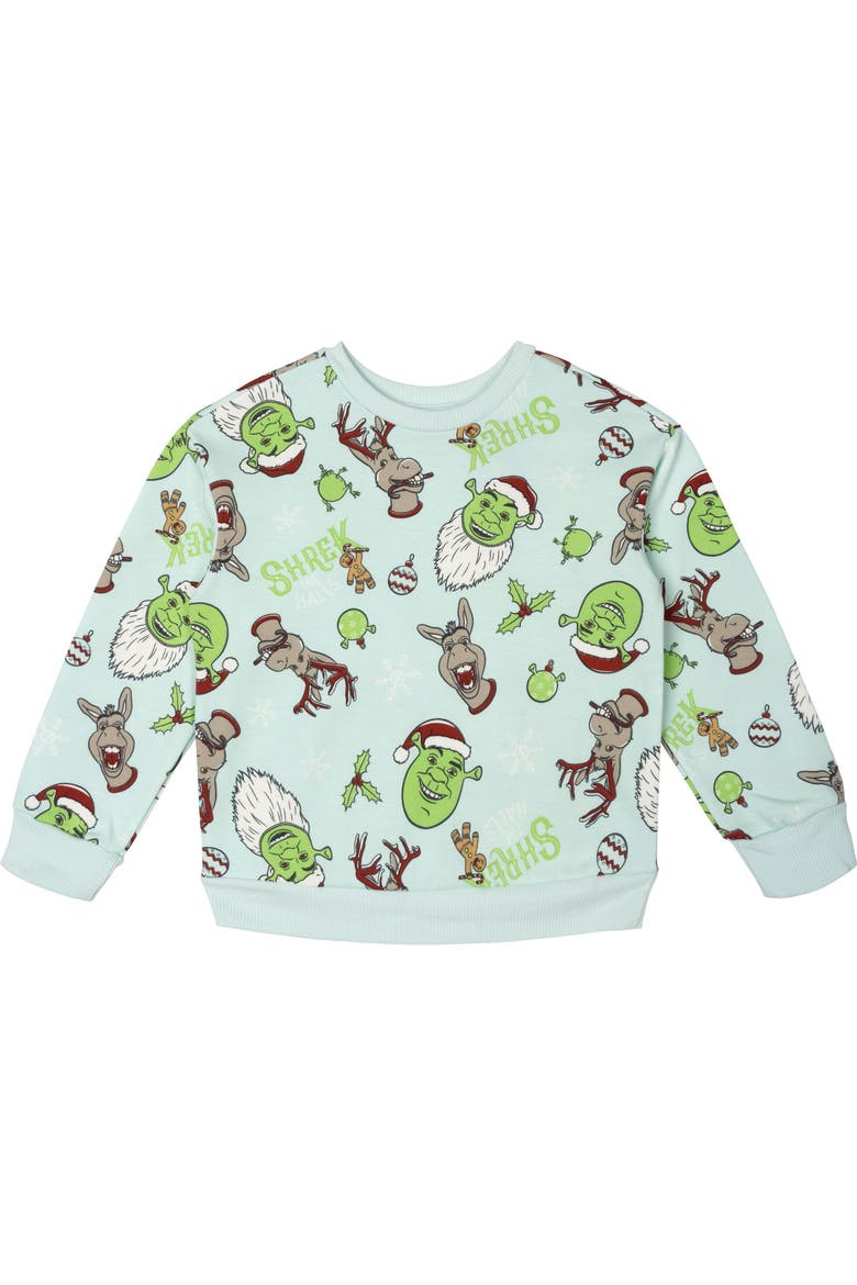 Shrek Fleece Sweatshirt and Pants Pajama Set, Alternate, color, Sky Blue Shrek