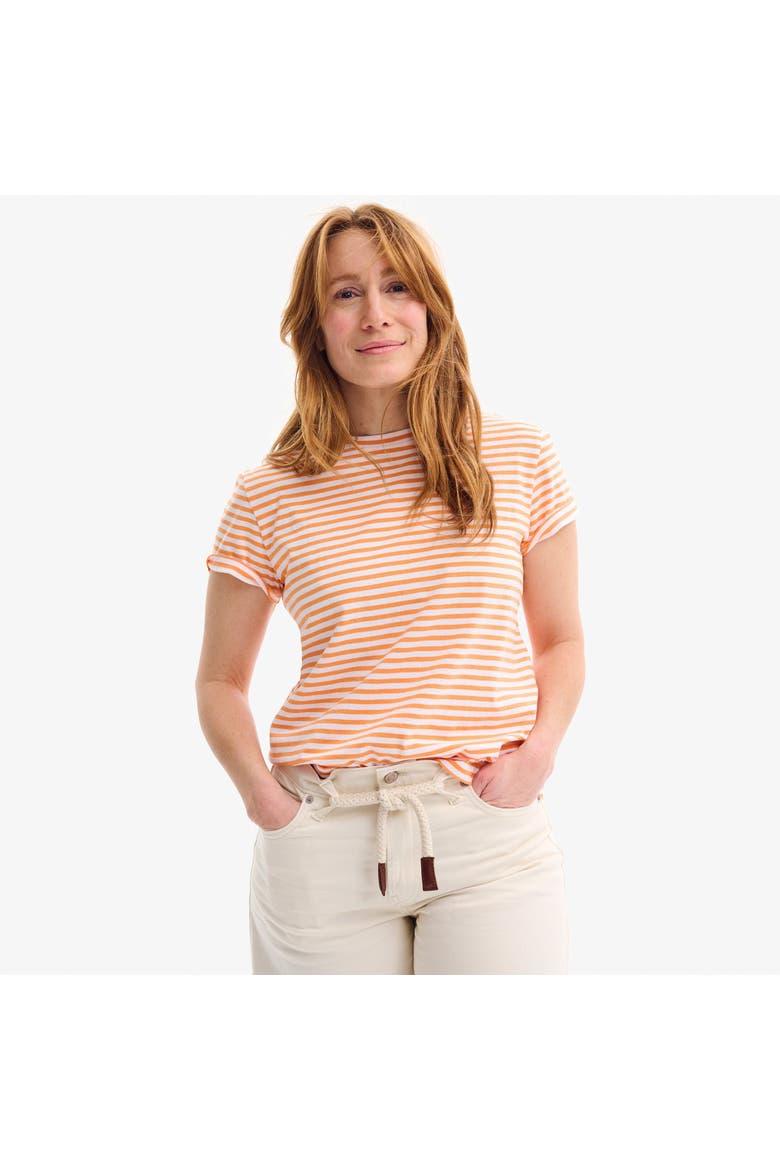 Adult Easy Crewneck Stripe Tee, Alternate, color, Cantaloupe White Stripes
