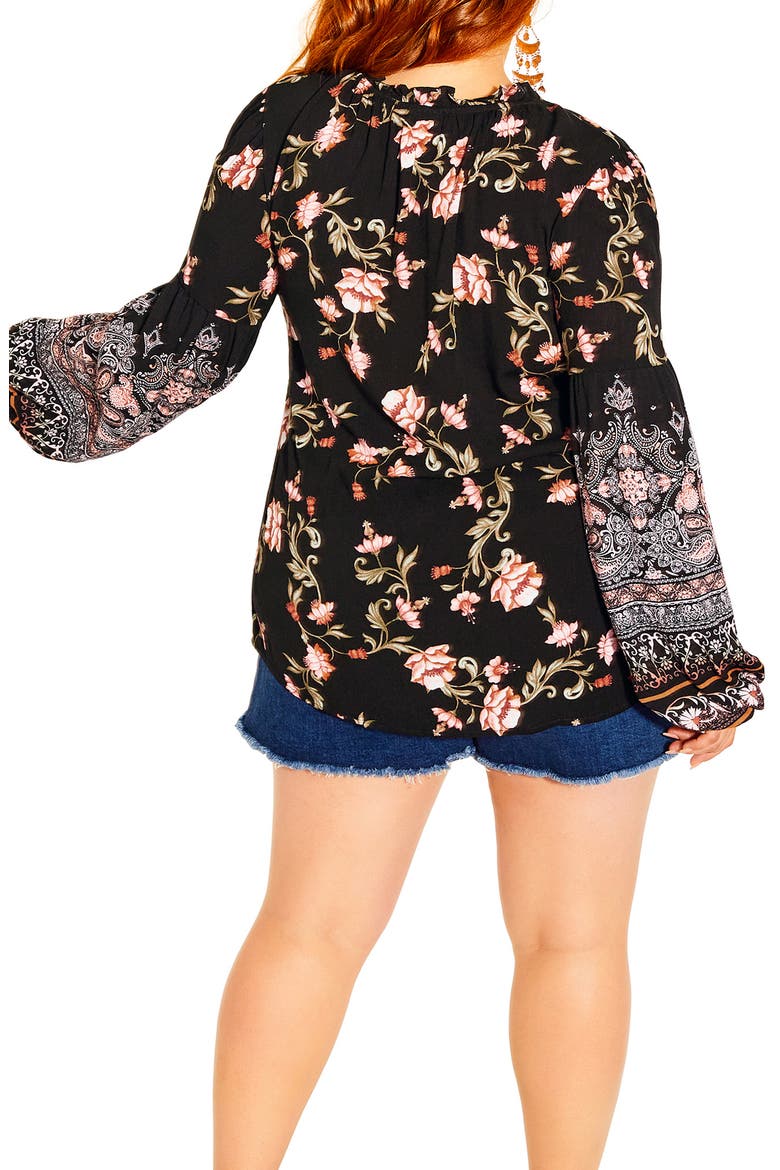 Floating Print Top, Alternate, color, BLACK GODDESS