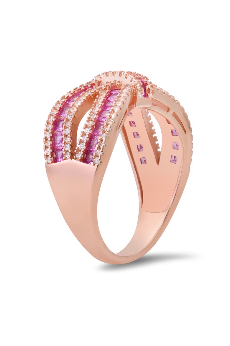Cubic Zirconia Love Knot Ring, Alternate, color, ROSE GOLD
