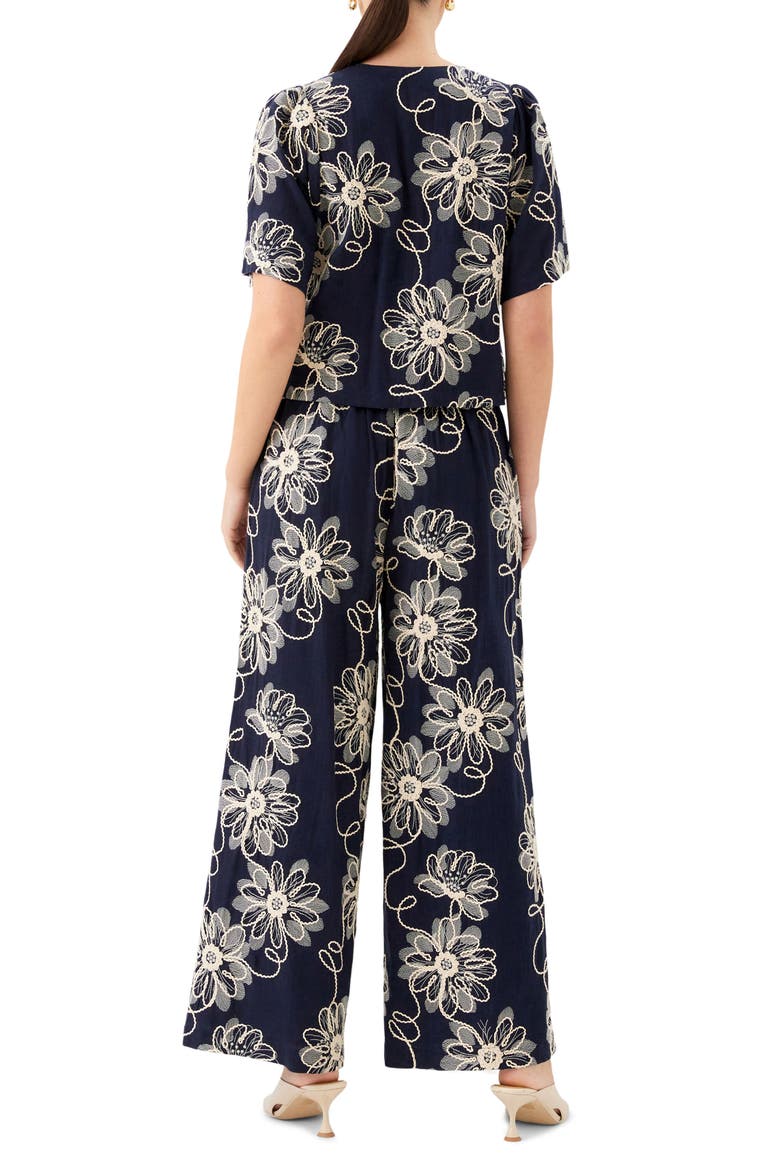 Nadine Floral Embroidery Woven Shirt, Alternate, color, NAVY