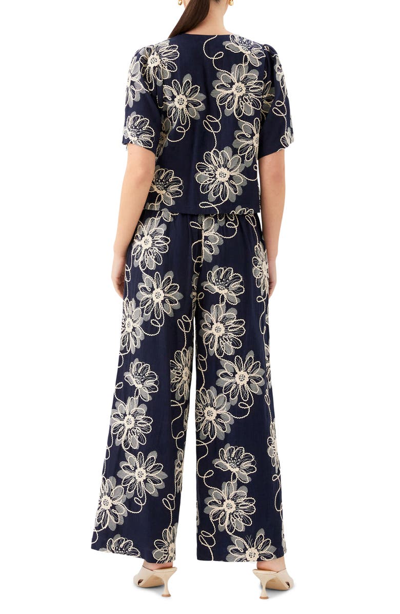 FIFTEEN TWENTY Nadine Floral Embroidery Woven Shirt, Alternate, color, Navy