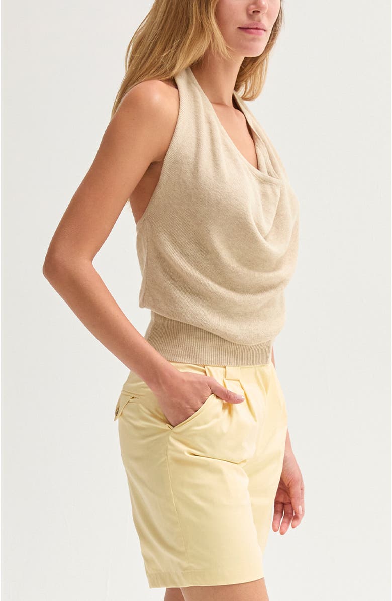 CRESCENT Cowl Neck Halter Knit Top, Alternate, color, Oatmeal