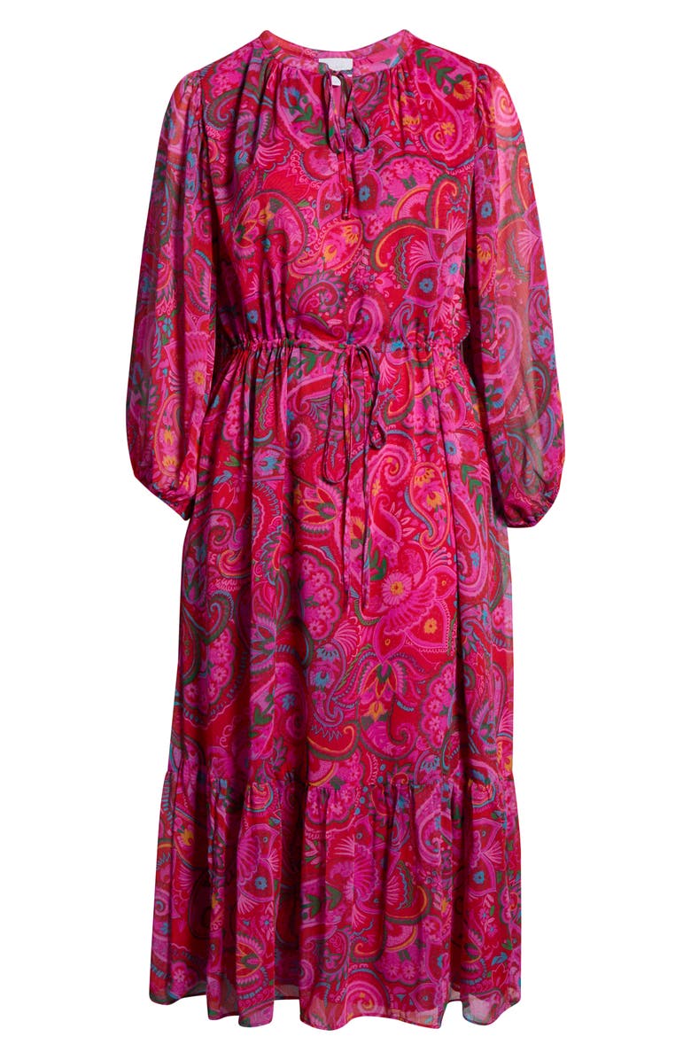 SUGARLIPS Anais Paisley Long Sleeve Georgette Midi Dress, Alternate, color, Fuchsia-Multi