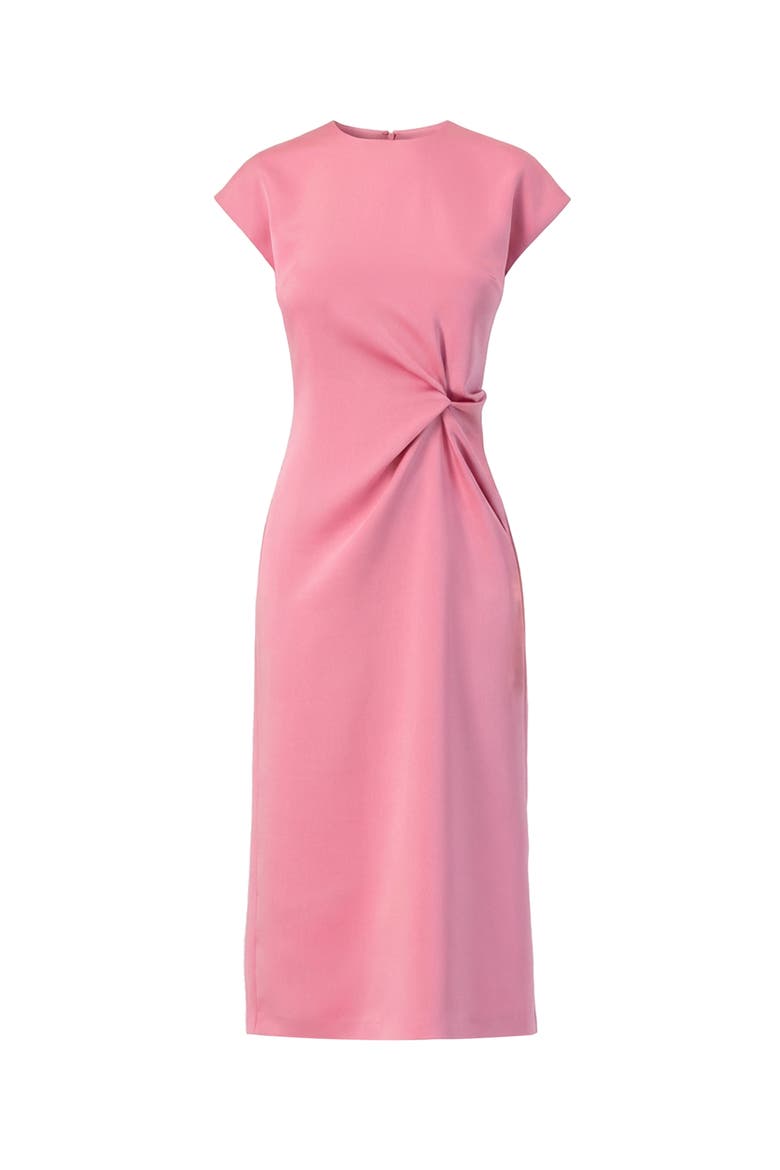 Midi Off-Shoulder Straight Satin Dress with Side Knot, Alternate, color, Pink