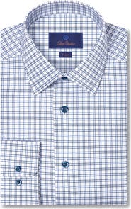 David Donahue Trim Fit Windowpane Check Cotton Dobby Dress Shirt
