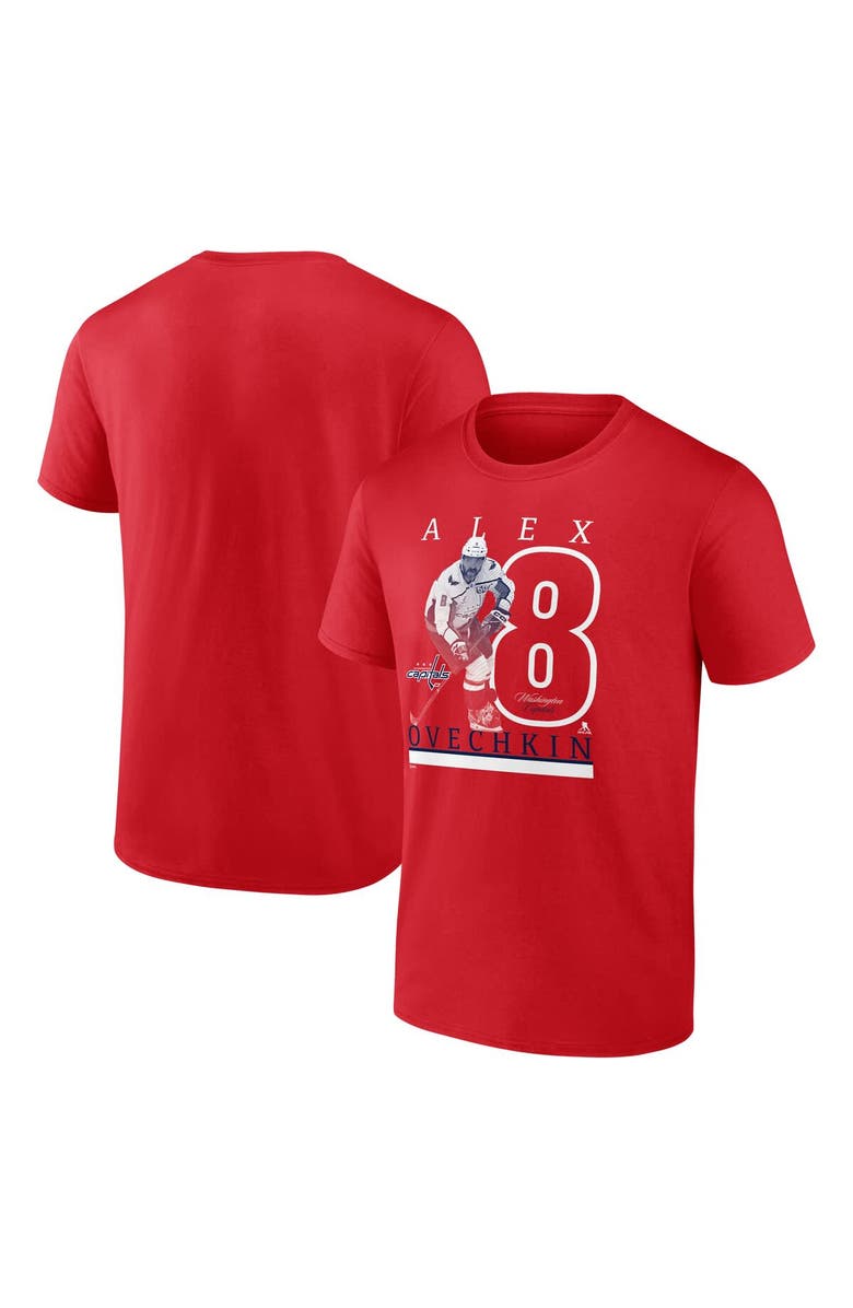 FANATICS Men's Fanatics Alexander Ovechkin Athletic Red Washington Capitals Player T-Shirt, Alternate, color, Athletic Red