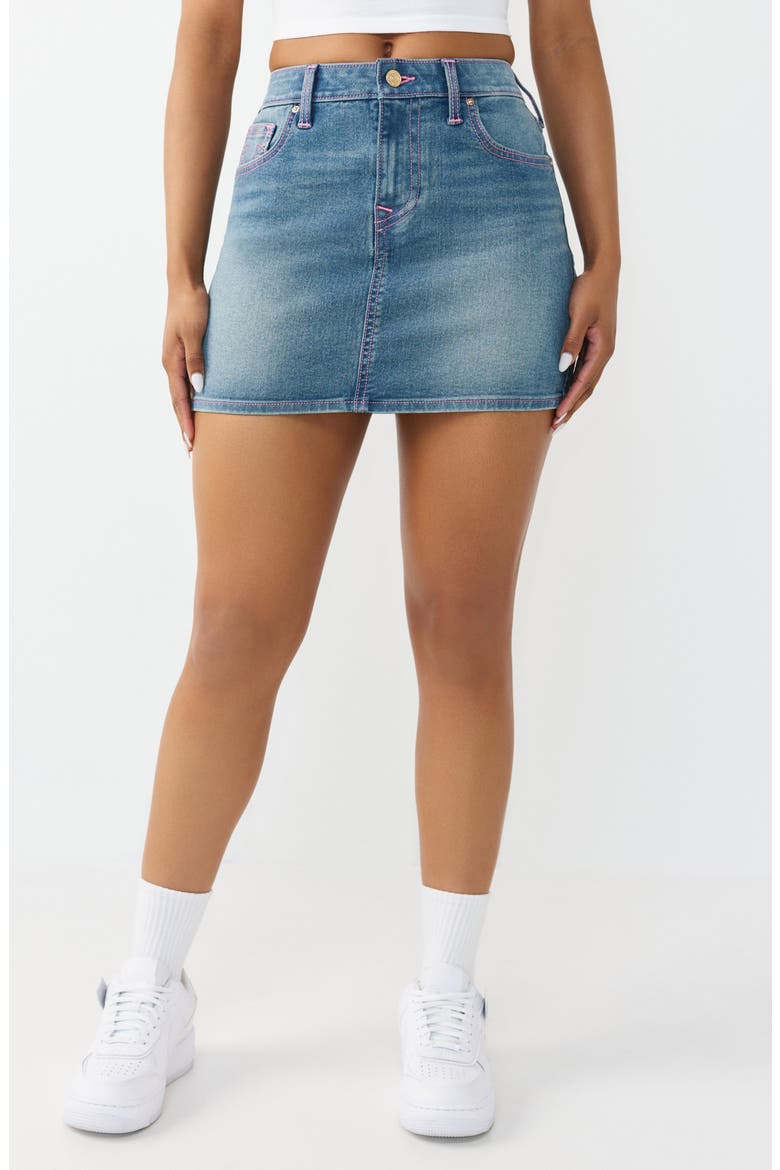 Denim Miniskirt, Main, color, MEDIUM HORIZON WASH