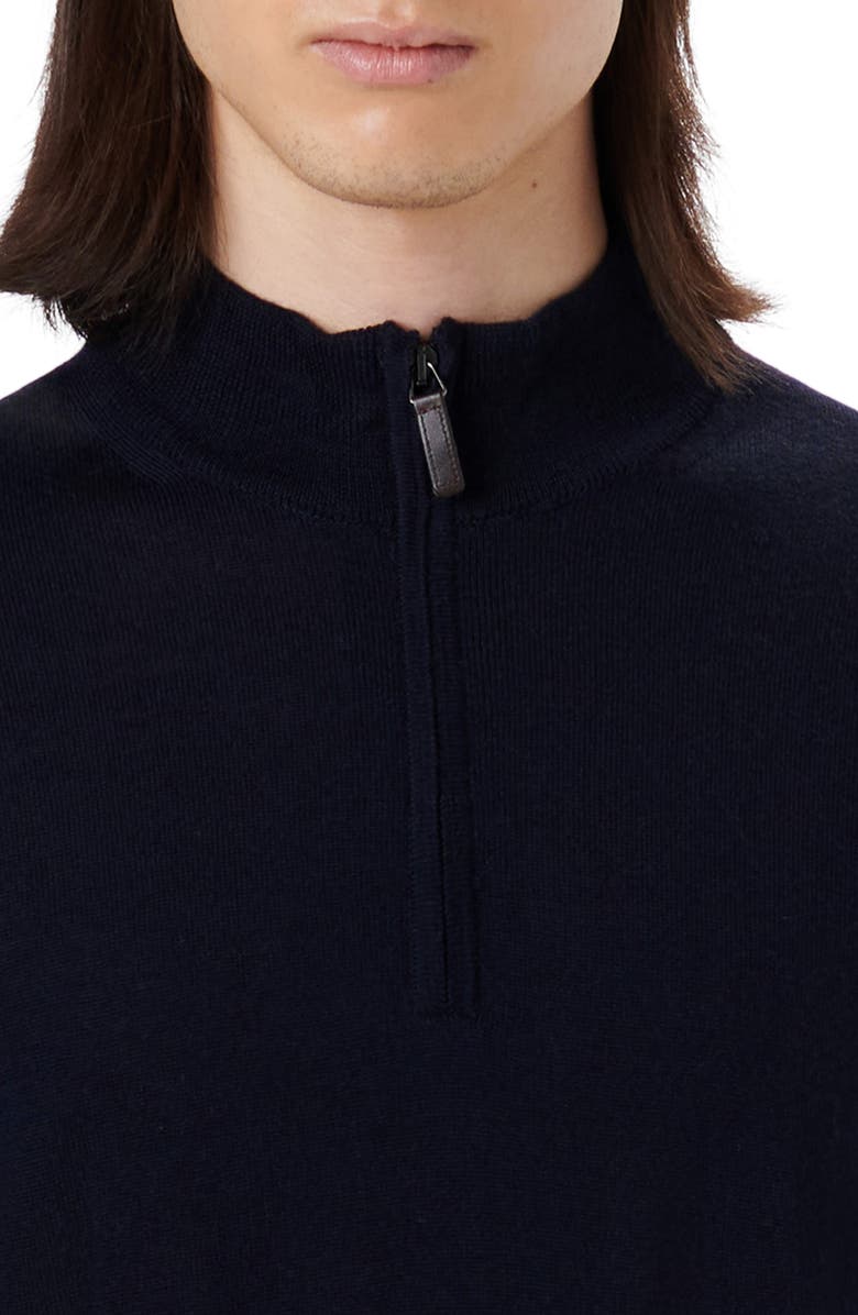 Bugatchi Water Repellent Merino Wool Quarter-Zip Pullover, Alternate, color, Midnight