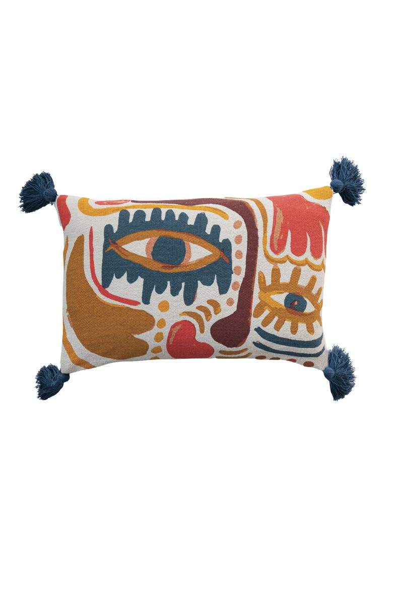 Storied Home Visage Artistry Cotton Lumbar Pillow, Main, color, Orange