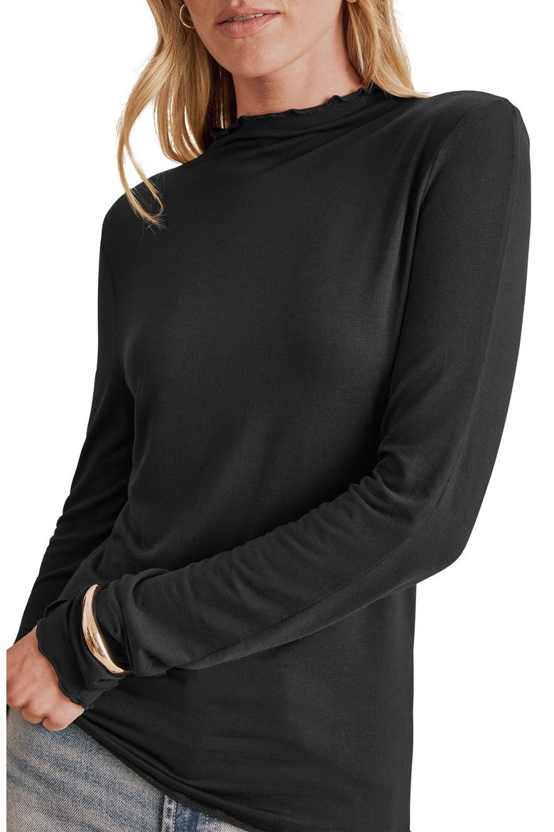 Long Sleeve Mock Neck Top, Alternate, color, BLACK