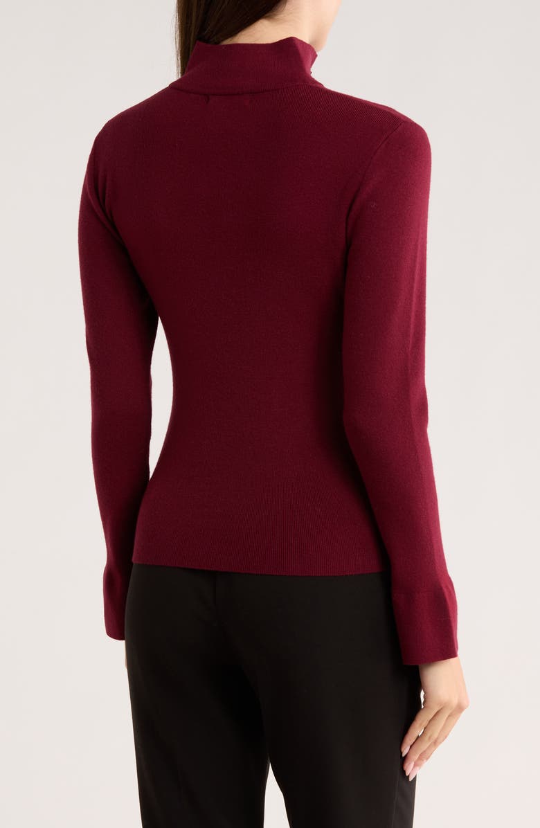 PATRIZIA LUCA Henley Criss Cross Sweater, Alternate, color, Burgundy