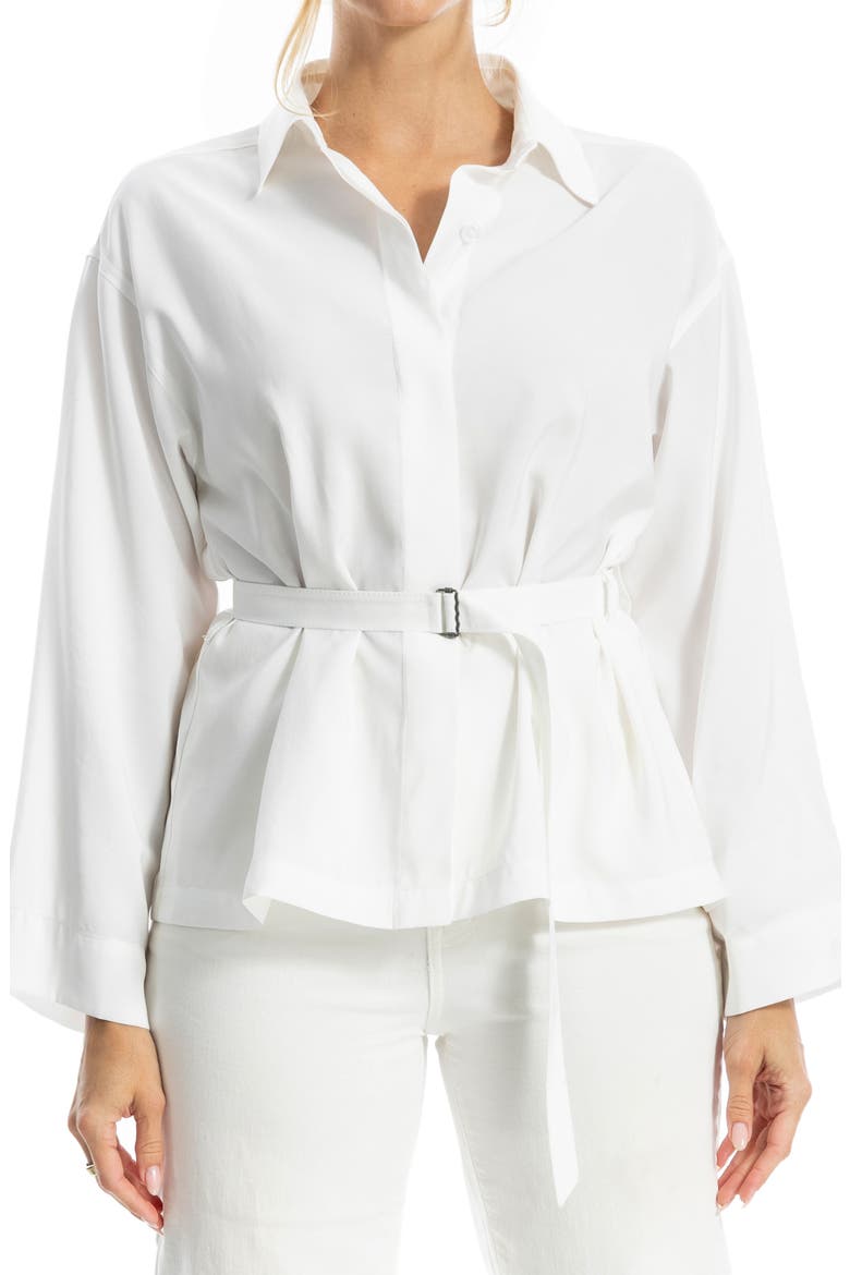 Belted Shirt, Main, color, WHITE