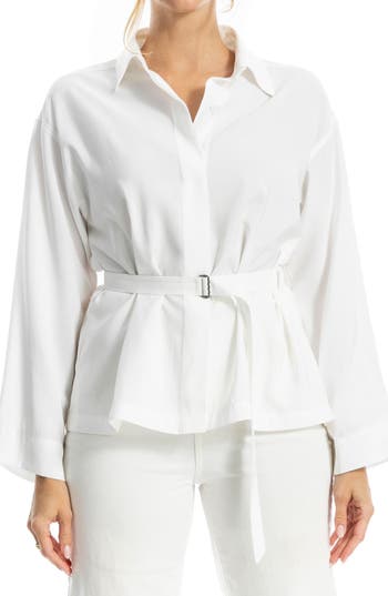 Max Studio Belted Shirt In White