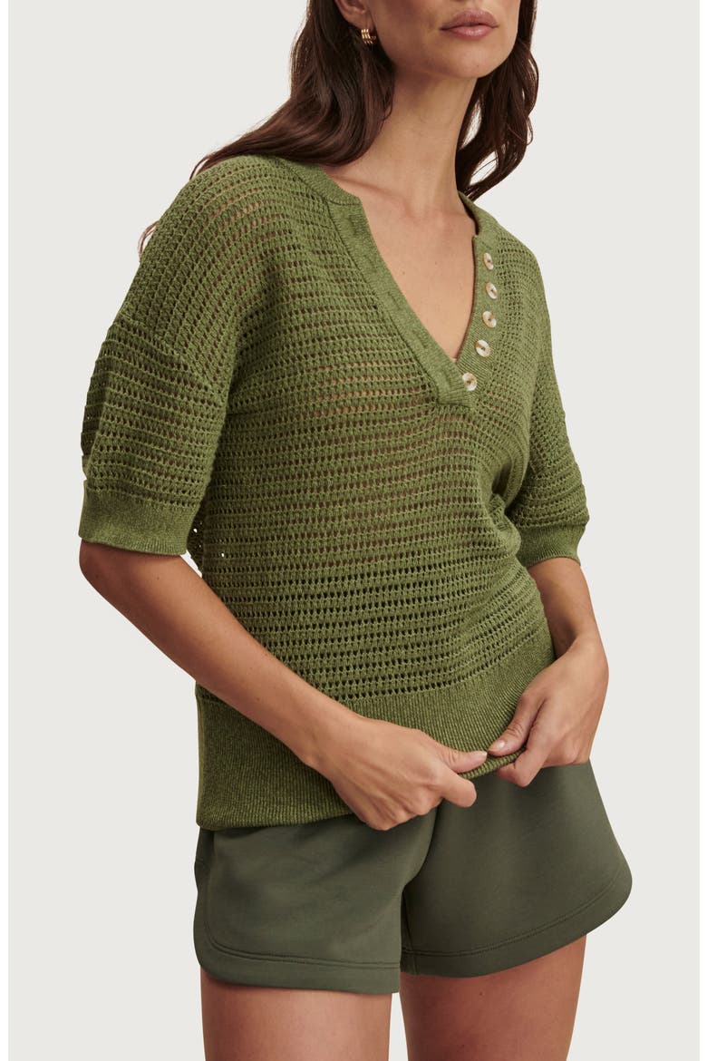Callie Sheer Knit Cotton Top, Alternate, color, OLIVINE