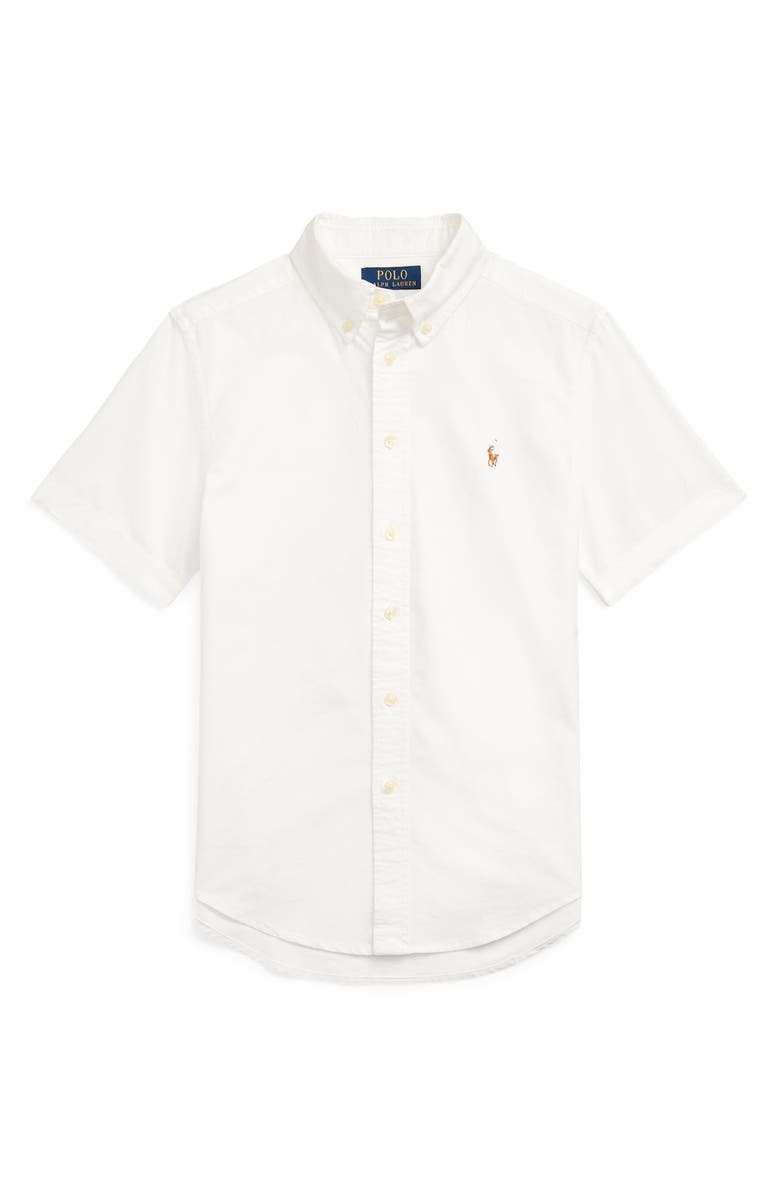 Polo Ralph Lauren Short Sleeve Cotton Button-Down Oxford Shirt, Main, color, 