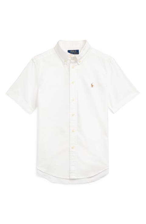 Short Sleeve Cotton Button-Down Oxford Shirt