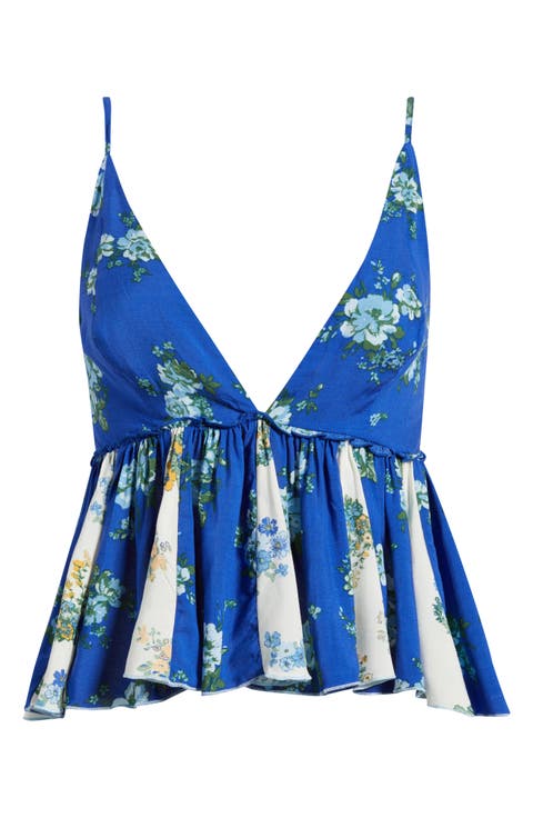 Tillie Floral Plunge Neck Babydoll Top
