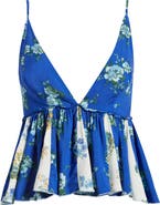 Free People Tillie Floral Plunge Neck Babydoll Top