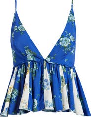 Free People Tillie Floral Plunge Neck Babydoll Top