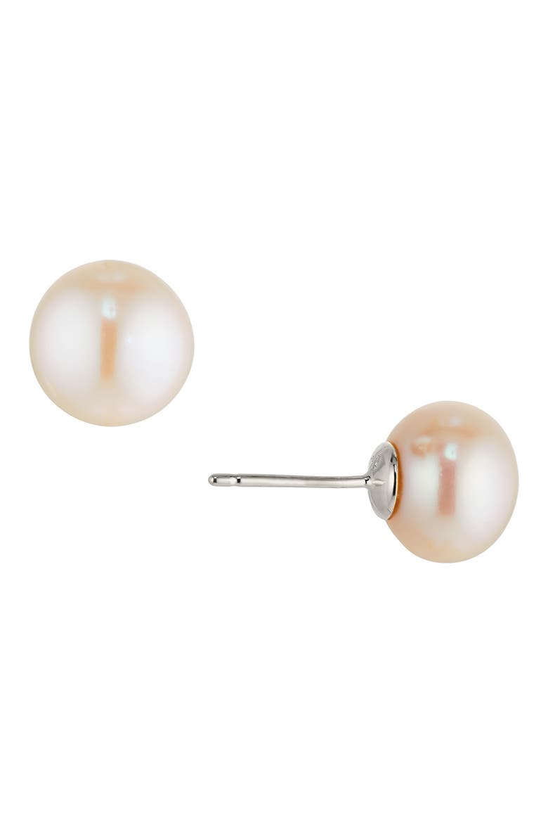 Freshwater Button Pearl Stud Earrings, Main, color, PEARL/ RHODIUM