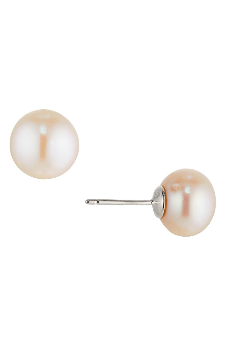 Nadri Freshwater Button Pearl Stud Earrings, Main, color, Pearl/ Rhodium