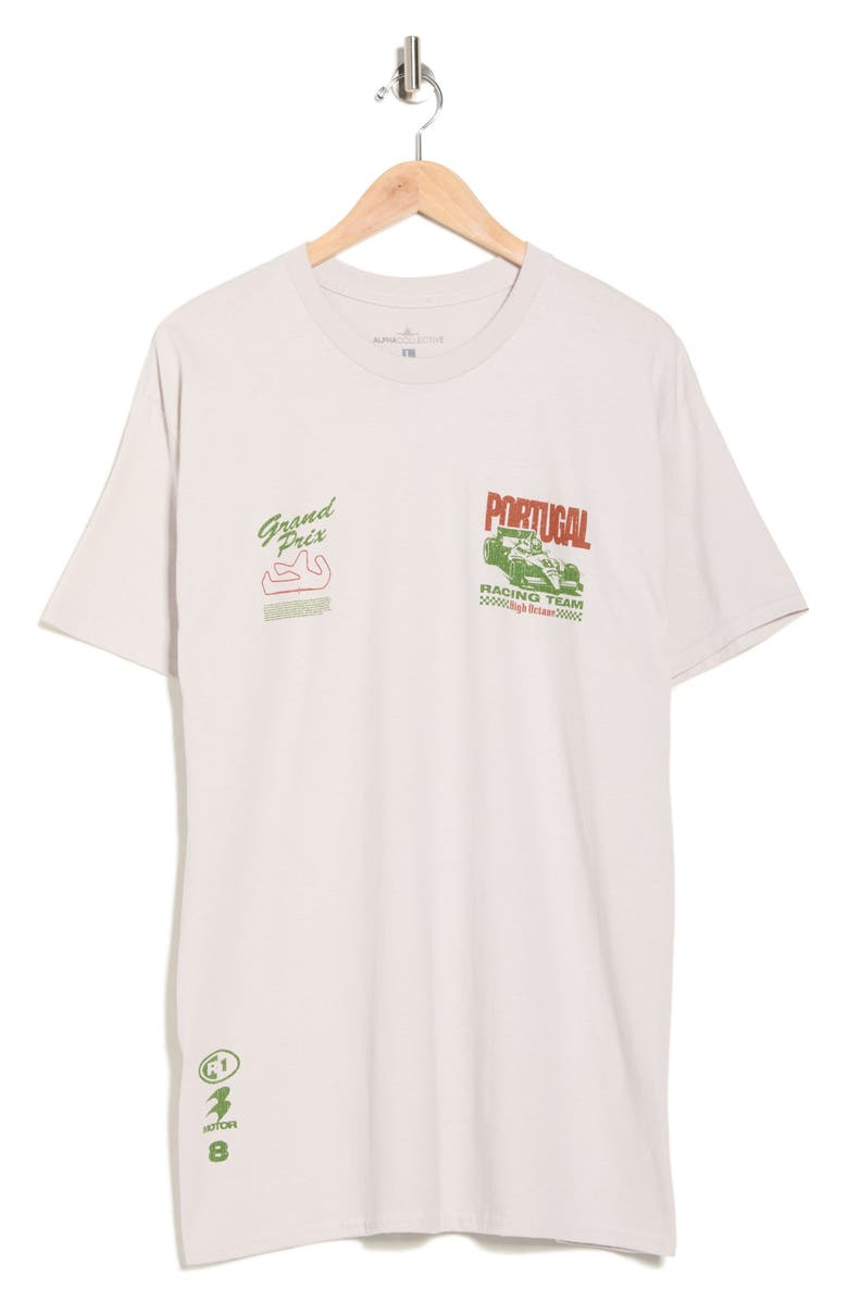 ALPHA COLLECTIVE Portugal Racing Graphic T-Shirt, Alternate, color, Cement