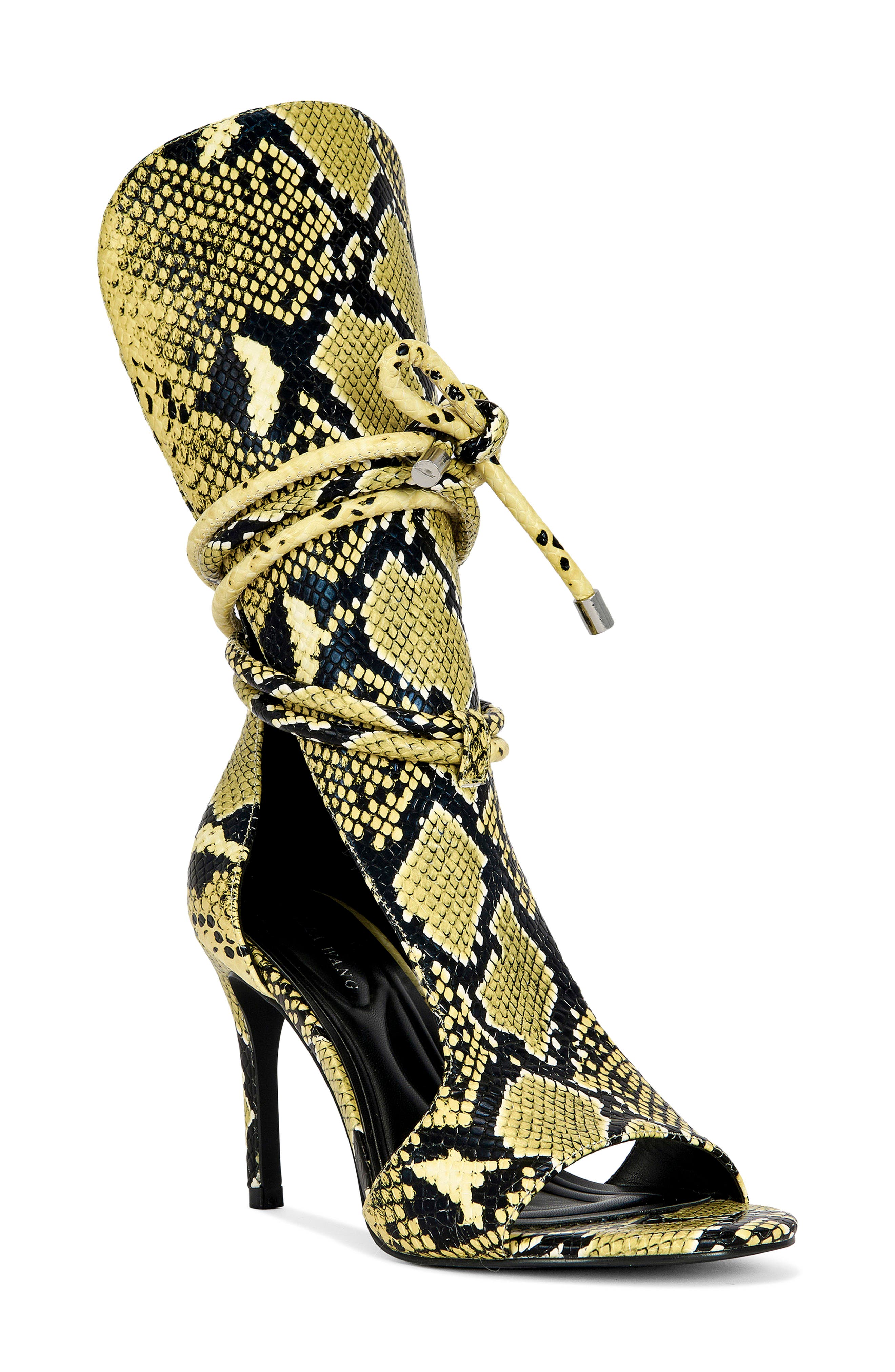 AZALEA WANG Bocker Snakeskin Embossed Sandal, Main, color, Yellow Multi