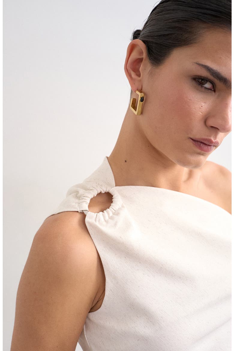 Twist Asymmetric One Shoulder Top, Alternate, color, ECRU