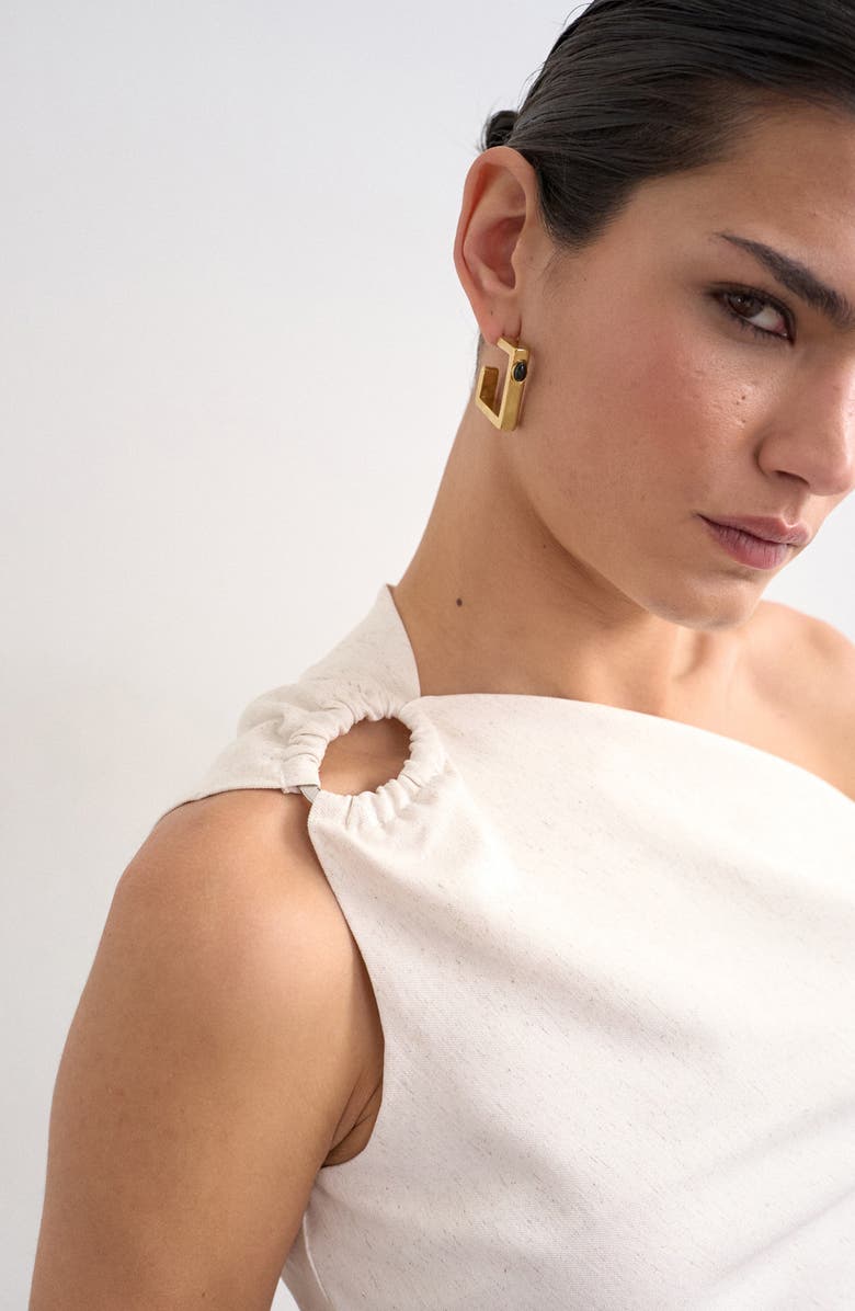 Topshop Twist Asymmetric One Shoulder Top, Alternate, color, Ecru