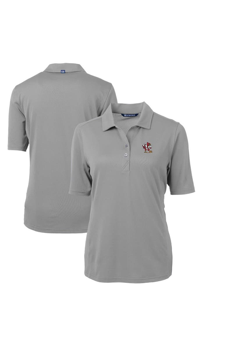 Cutter & Buck Women's Cutter & Buck Gray Louisville Cardinals Team Virtue Eco Pique Recycled Polo, Main, color, 