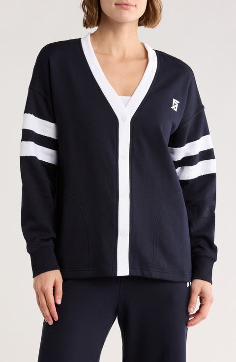 Oversized French Terry Varsity Cardigan