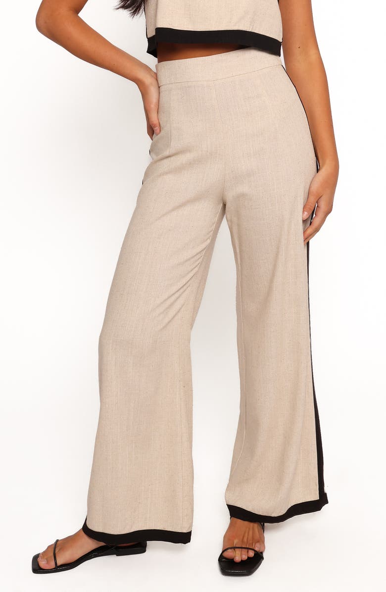 Petal & Pup Phoebe Stripe Pants, Main, color, Oatmeal Black