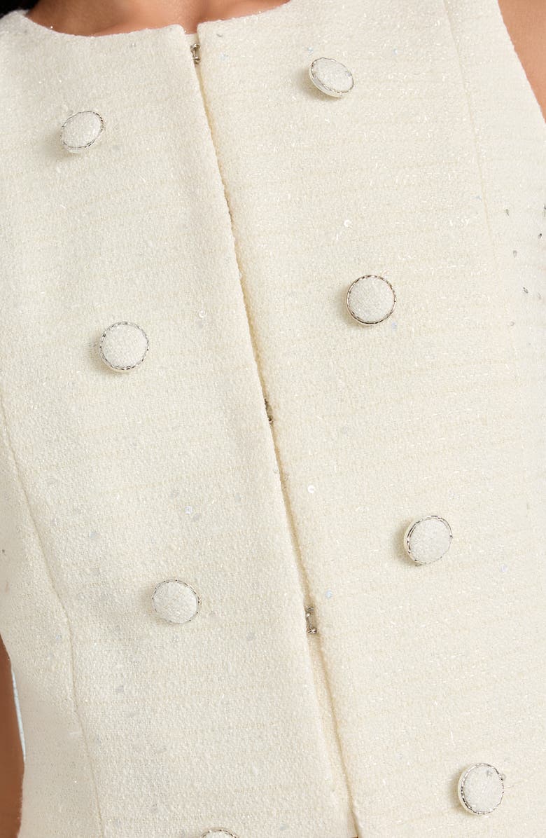 Tahari ASL Metallic Bouclé Vest, Alternate, color, Vanilla