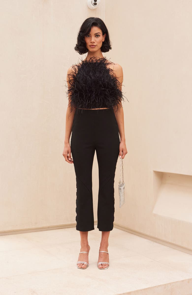 Cult Gaia Joey Feather Open Back Crop Top, Alternate, color,