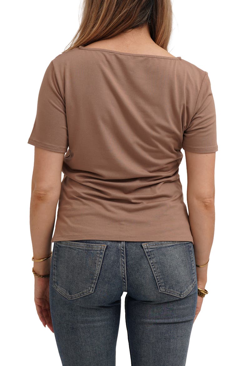 Asymmetrical Hem Short Sleeve Top, Alternate, color, KHAKI