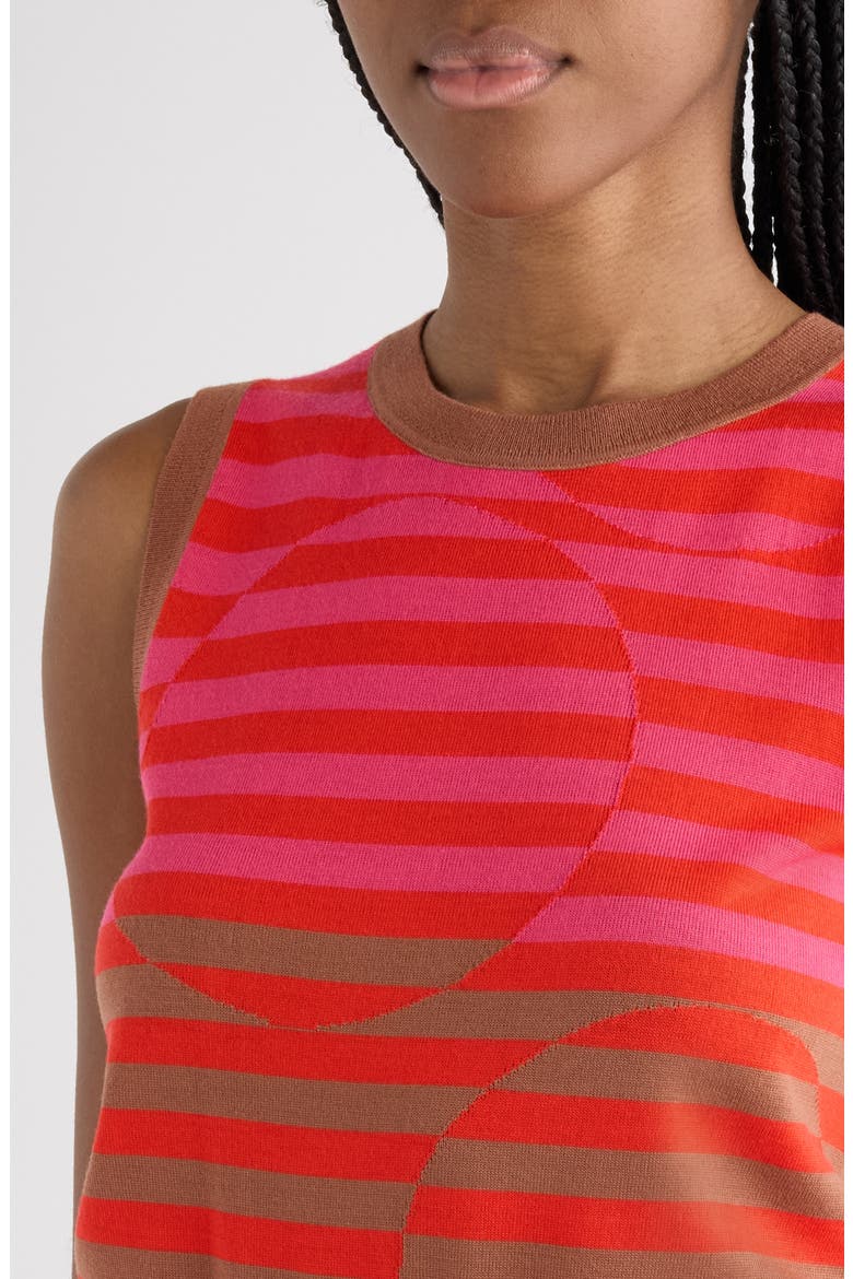 Stripe Intarsia Sleeveless Merino Wool Sweater, Alternate, color, LIGHT RUST