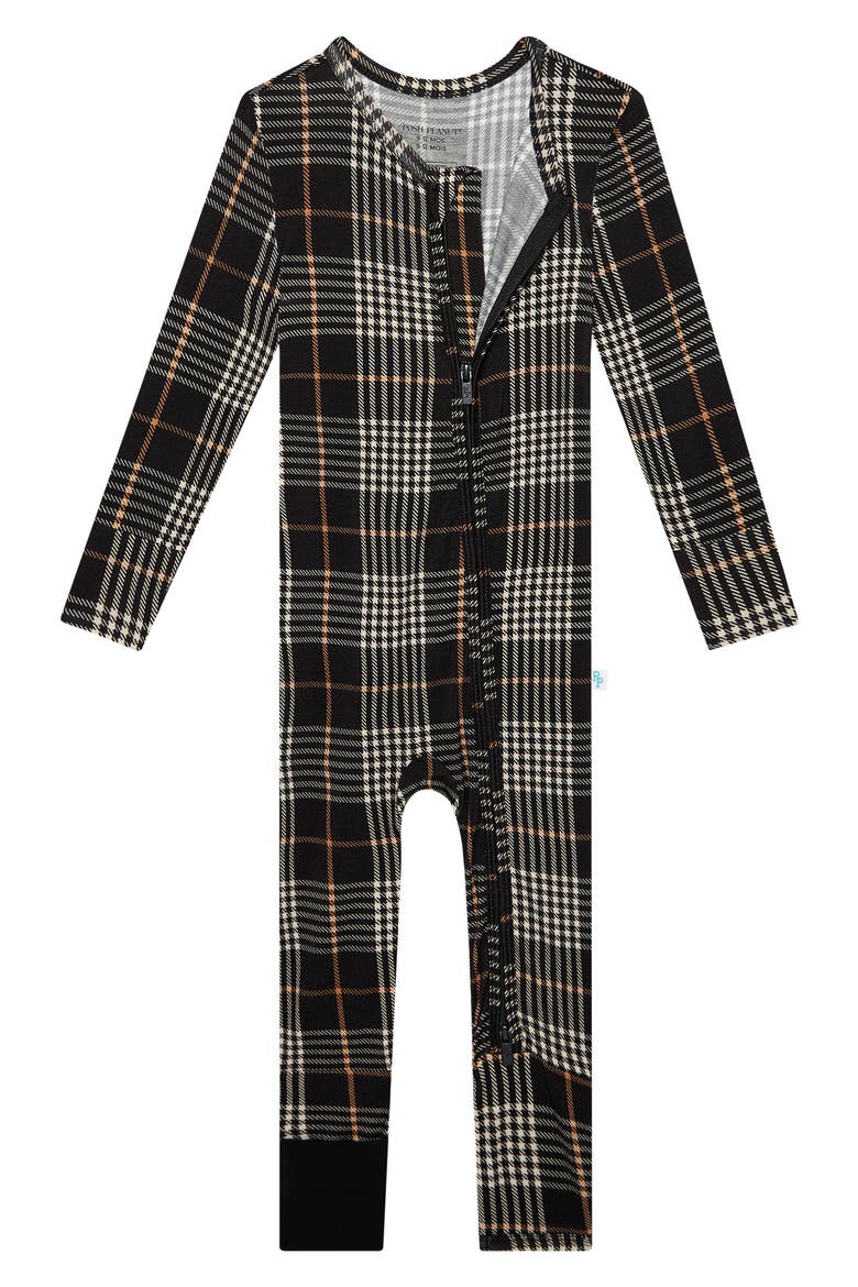 Sanders Plaid Fitted One-Piece Convertible Footie Pajamas, Alternate, color, OXFORD