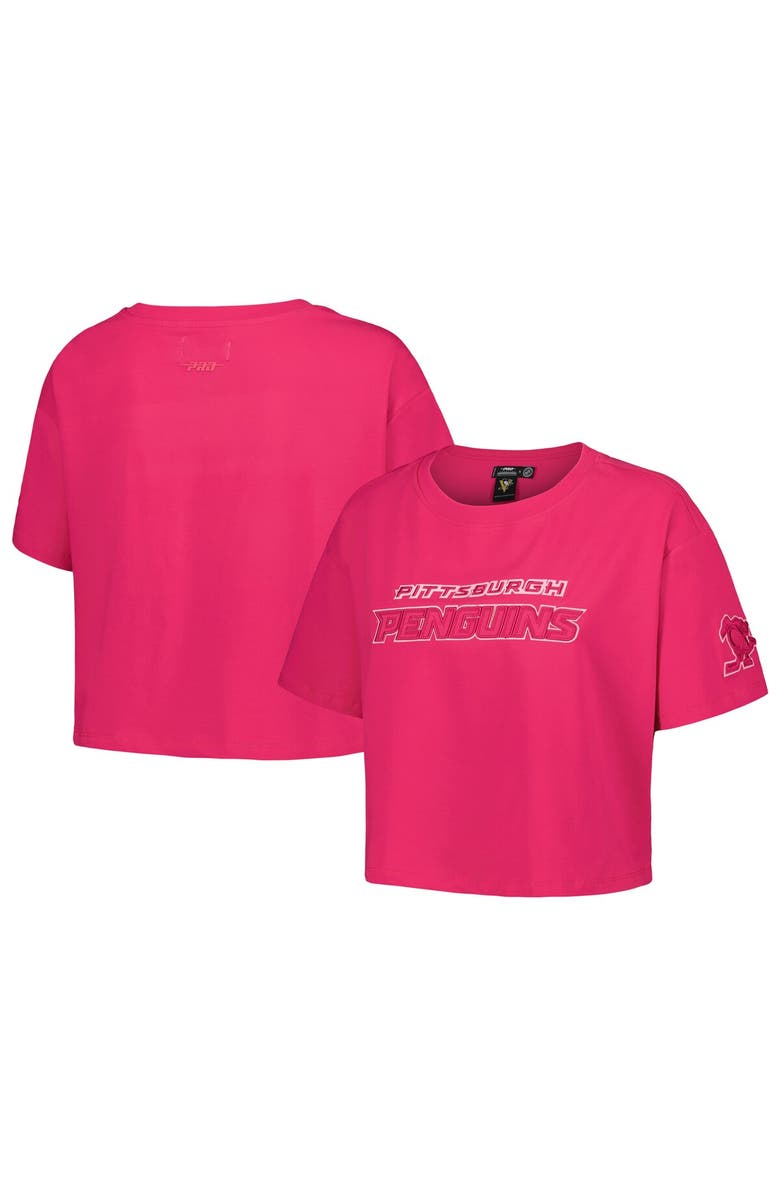 PRO STANDARD Women's Pro Standard Pittsburgh Penguins Triple Pink Cropped Boxy T-Shirt, Main, color, Pink
