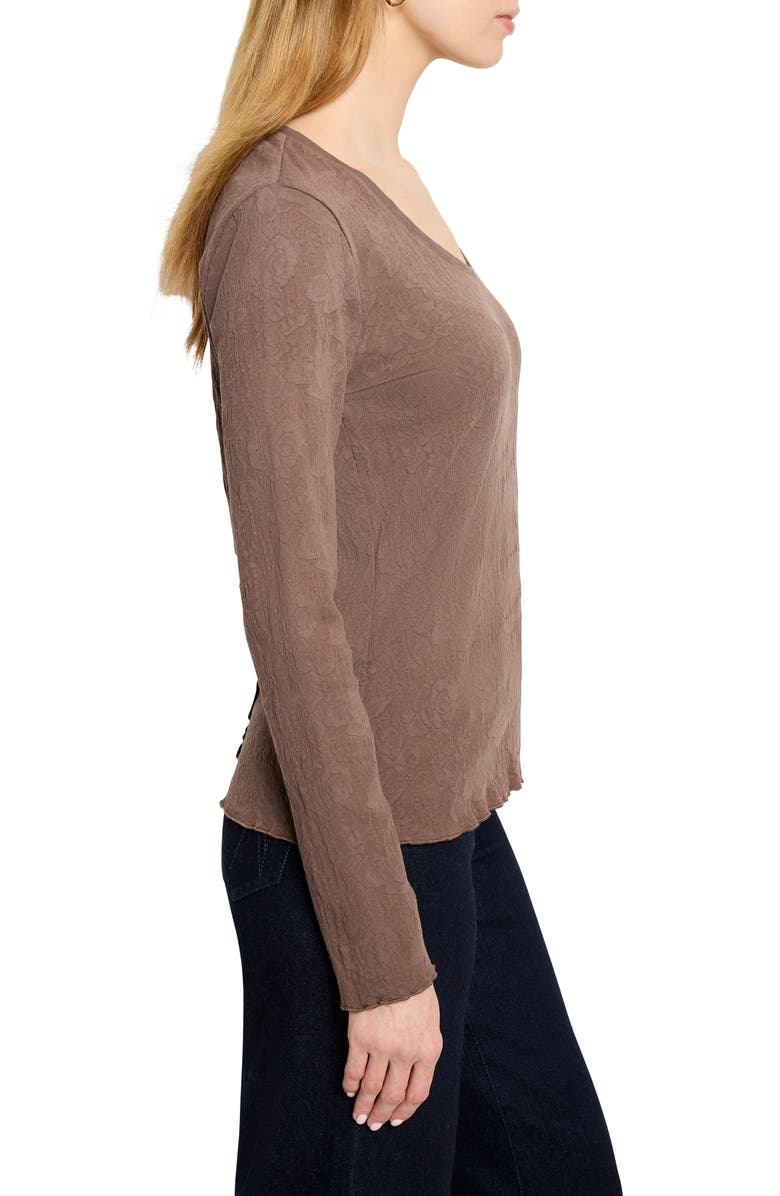 NZT by NIC+ZOE Lace Cotton V-Neck T-Shirt, Alternate, color, Cocoa