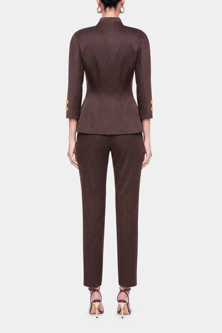 Boned Stand Collar Jacket, Alternate, color, Brown