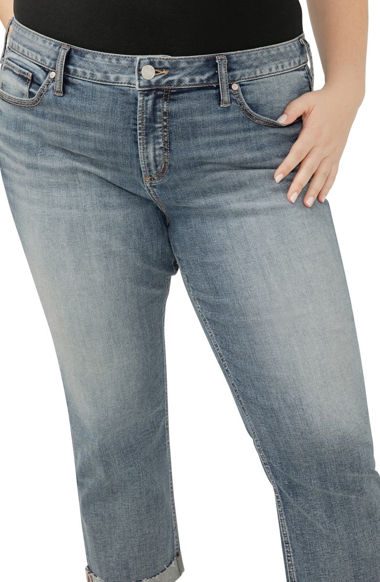 Silver Jeans Co. Elyse Curvy Mid Rise Capri Jeans, Alternate, color, Indigo