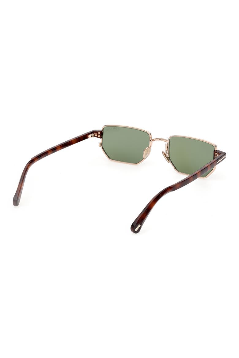 Liam 51mm Rectangular Sunglasses, Alternate, color, SHINY ROSE GOLD/ GREEN LENS