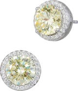 SAVVY CIE JEWELS Brilliant Cut Cubic Zirconia Halo Stud Earrings