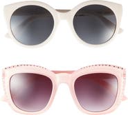 Capelli New York Kids' 2-Pack Round & Crystal Embellished Cat Eye Sunglasses