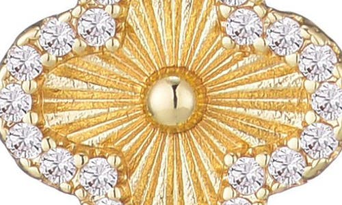 Adornia Cubic Zirconia Button Clover Halo Pendant Necklace In Gold