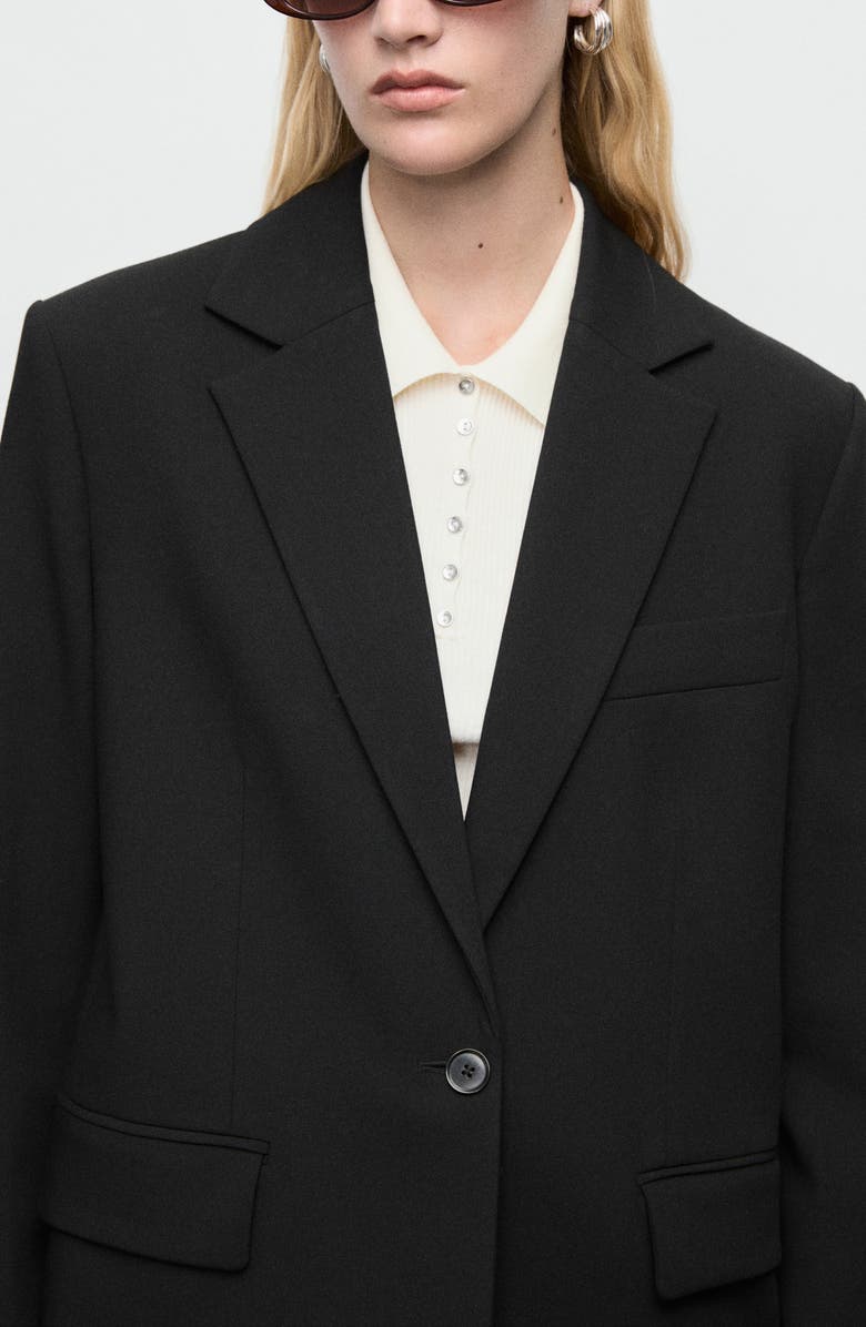 MANGO Flap Pocket Blazer, Alternate, color, Black