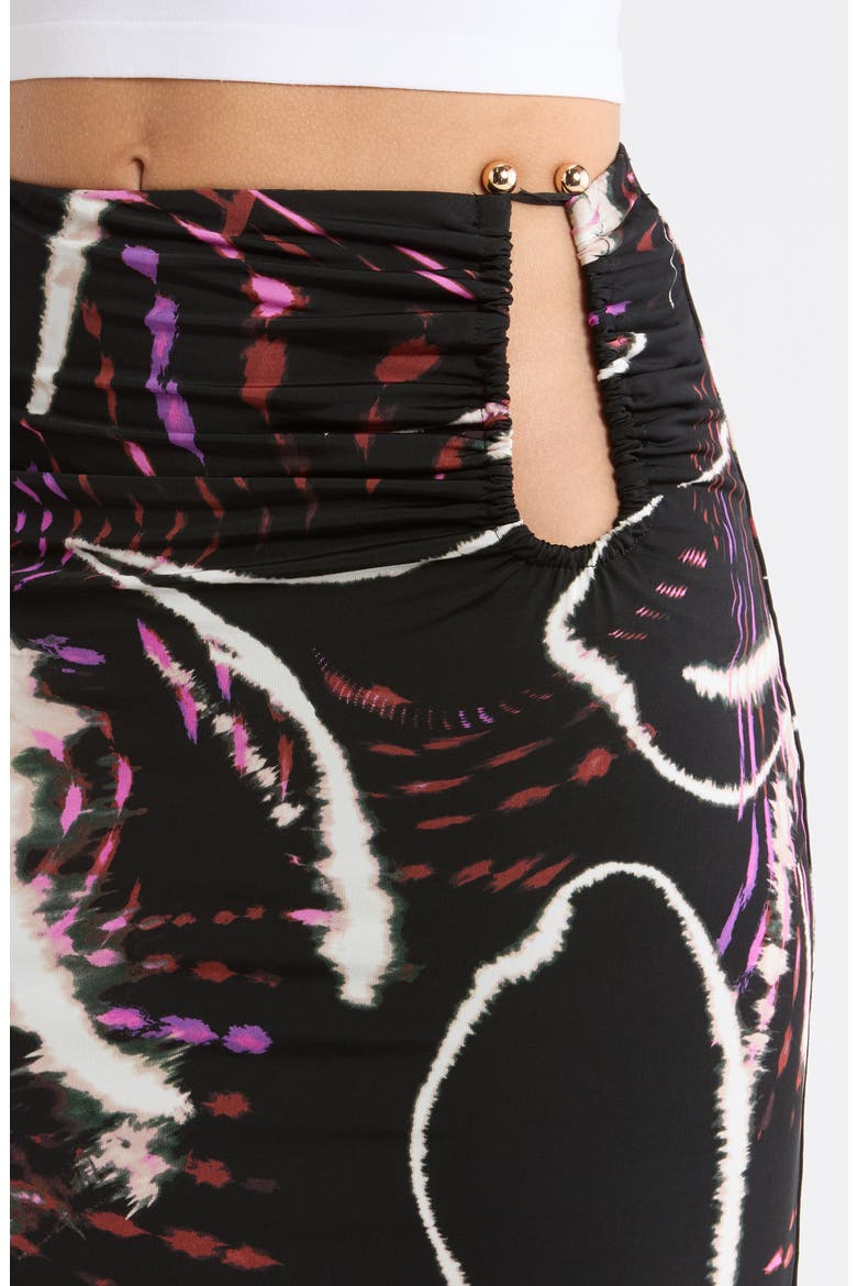 Aven Abstract Floral Print Maxi Skirt, Alternate, color, NIGHT DAISY