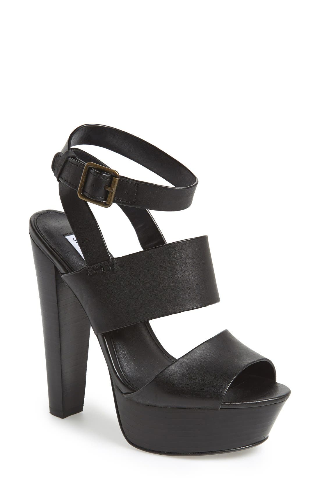 'Dezzzy' Leather Ankle Strap Sandal, Main, color, BLACK LEATHER